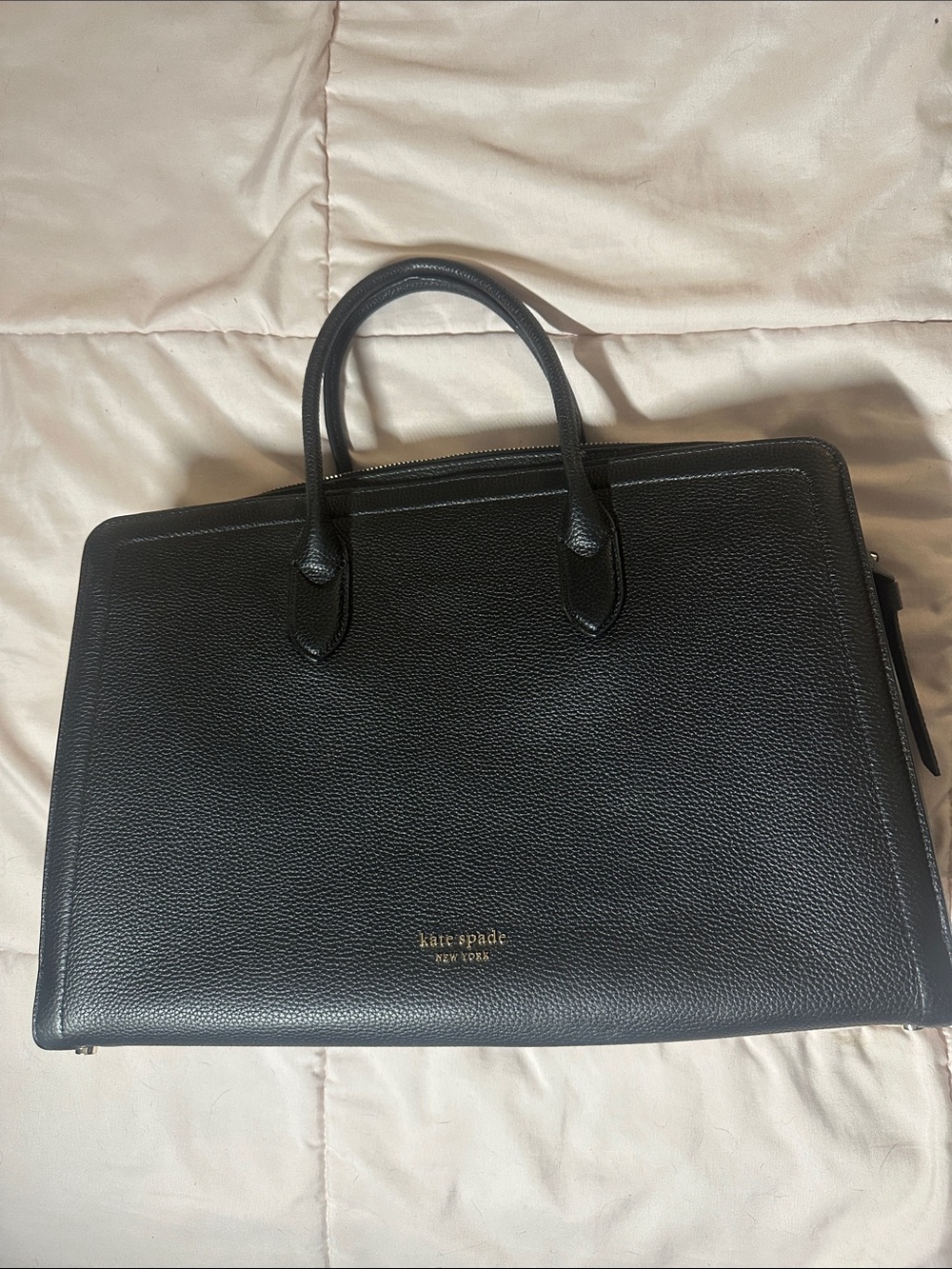 kate spade Black Pebbled Leather Top-Handle Briefcase